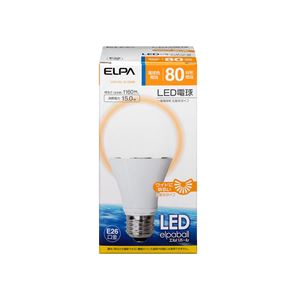 （業務用セット） ELPA LED電球 一般電球A形 80W形 E26 電球色 広配光 LDA15L-G-G599 【×2セット】