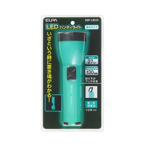 （まとめ買い） ELPA LED蓄光ハンドライト 27ルーメン 単1形2本 DOP-LR510 【×5セット】