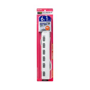 （まとめ買い） ELPA スイッチ付タップ LEDランプ 横挿し 6個口 1m WLS-LY61EB（W） 【×5セット】