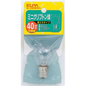 （業務用セット） ELPA ミニクリプトン球 電球 40W形 E17 クリア G-103H（C） 【×30セット】 - 拡大画像
