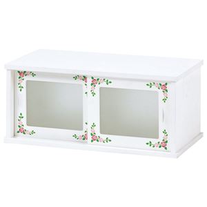 カウンター上収納棚 木製 ガラス製スライドドア 幅50cm×奥行25cm ホワイト(白)  - 拡大画像