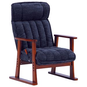 リクライニング座椅子(パーソナルチェア/フロアチェア) 幅64cm 座面高調整可 肘付き ネイビー(紺) - 拡大画像