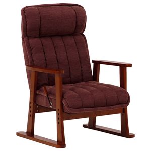 リクライニング座椅子(パーソナルチェア/フロアチェア) 幅64cm 座面高調整可 肘付き ブラウン  - 拡大画像