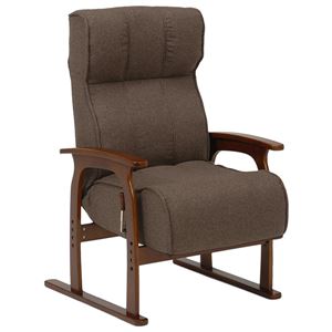 リクライニング座椅子(パーソナルチェア/フロアチェア) 肘掛け 座面:低反発ウレタン/ポケットコイル使用 ブラウン  商品画像