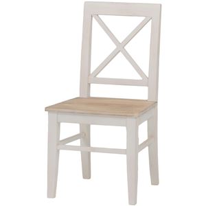 ダイニングチェア/リビングチェア 木製 座面：桐材 アンティーク調 ホワイト(白)  - 拡大画像
