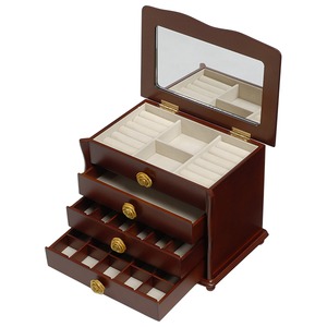 大容量ジュエリーボックス(宝石箱) 4段収納 幅26cm 木製 コンパクト ブラウン  商品画像