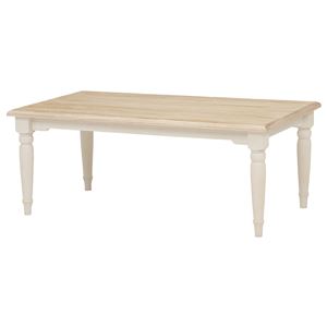 リビングテーブル/ローテーブル 【長方形/幅90cm】 木製 シャビーシック ブロカントシリーズ ホワイト(白) - 拡大画像