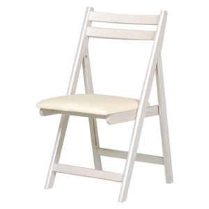 折りたたみ椅子(作業用チェア) 木製×合成皮革/合皮 WS ホワイト(白) - 拡大画像