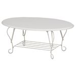 折れ脚テーブル(ローテーブル/折りたたみテーブル) 楕円形 幅80cm スチール×木製 収納棚付き アイアンシリーズ ホワイト(白)