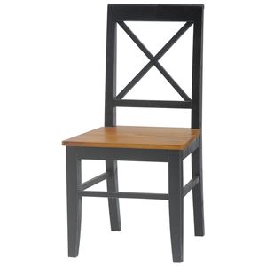 ダイニングチェア(リビングチェア/椅子)　木製　座面高43cm　シャビーシック　ブロカントシリーズ　ブラック(黒) - 拡大画像