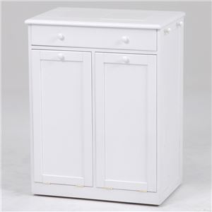 ダストボックス/ゴミ箱 【2分別/幅62cm】 ホワイト(白) 木製 キャスター付き 商品画像
