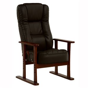 高座椅子 肘付き 背もたれ/座面高調整可 張地：合成皮革(合皮) LZ-4454BK ブラック(黒) - 拡大画像