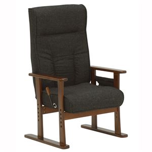 高座椅子 肘付き 背もたれ/座面高調整可 低反発ウレタン座面 LZ-4591BK ブラック(黒) - 拡大画像