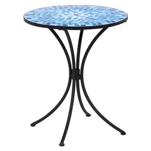 ガーデンテーブル(丸型テーブル) スチール/タイル天板 φ61cm LT-4580BL ブルー(青) - 拡大画像
