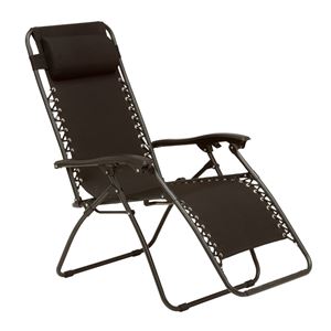 リラックスチェア(折りたたみ椅子/折りたたみチェア) スチールフレーム 肘付き/枕付き LC-4610BK ブラック(黒) - 拡大画像