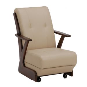 コタツチェア/座椅子 張地：PVC 肘付き ロッキング機能/キャスター付き KOC-7055DB ダークブラウン - 拡大画像
