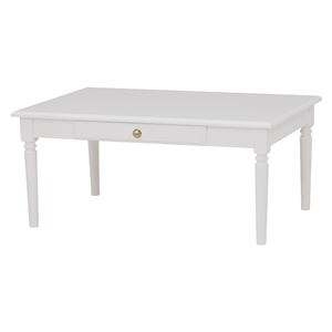 シンプルセンターテーブル/ローテーブル 【幅90cm】 木製 引き出し収納付き ホワイト(白)  商品画像