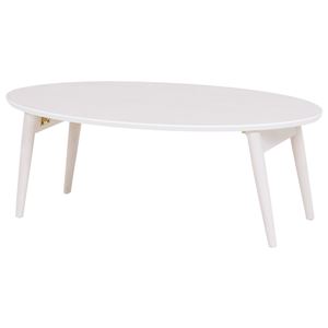 折れ脚テーブル(ローテーブル/折りたたみテーブル) 楕円形 幅90cm×奥行50cm×高さ33.5cm 木製 ホワイトウォッシュ 商品画像