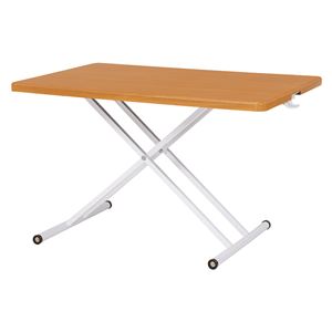 リフティングテーブル/昇降式テーブル 【幅120cm/ナチュラル】 無段階高さ調節可 木目調  商品画像