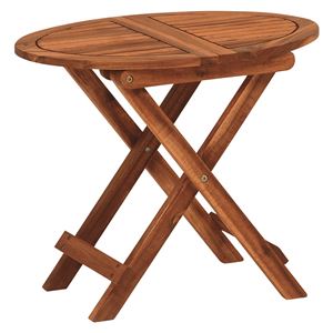 木製ガーデンテーブル/アウトドアテーブル 【楕円形/幅55cm】 折りたたみ式 木目調 