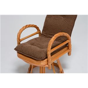 ギア回転座椅子/リクライニングチェア 肘付き 籐使用 ツイスト仕様ポール  商品写真2
