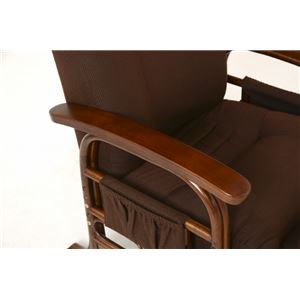 ギア付き座椅子/リクライニングチェア 【ブラウン】 肘付き 籐製  商品写真4
