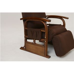 ギア付き座椅子/リクライニングチェア 【ブラウン】 肘付き 籐製  商品写真2