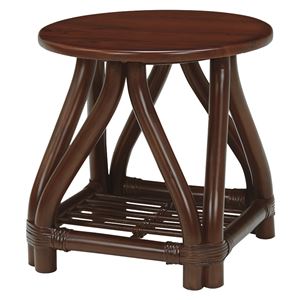 円形テーブル/ローテーブル 【直径45cm】 木製 籐×マホガニー材 アジアンテイスト  商品画像