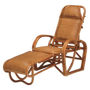 クッション入り三ツ折椅子(籐製パーソナルチェア) 肘付き 高級手編みシート ブラウン  商品画像