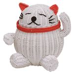 フリーラック(バスケット/小物入れ) 籐製 【ねこ】 幅28cm×奥行22cm×高さ26cm