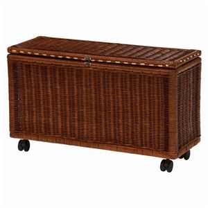 トランクボックス(籐製収納ボックス/収納家具) 幅70cm×奥行25cm キャスター付き