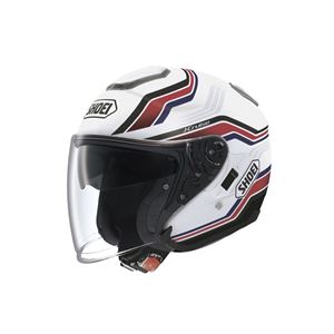 ジェットヘルメット シールド付き J-CRUISE STOLD TC-10 ホワイト/レッド S 【バイク用品】 - 拡大画像