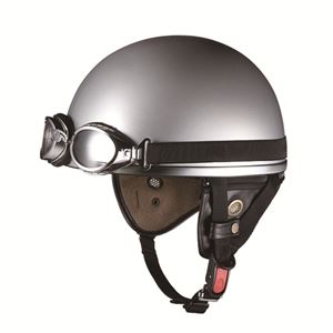 ハーフヘルメット ゴーグル付き PF-5 シルバー 【バイク用品】 - 拡大画像