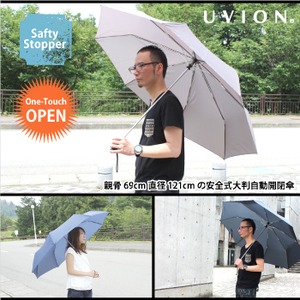 【UVION】　安全式自動開閉　折りたたみ傘 大判69cmPUネジ式　ネイビー 商品写真2