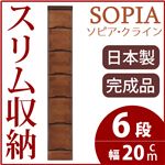 隙間収納チェスト/タンス 幅20cm 6段 本体：ブラウン/茶 木製 スリム家具 すきま収納 【日本製/完成品】