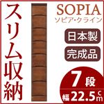 隙間収納チェスト/タンス 幅22.5cm 7段 本体：ブラウン/茶 木製 スリム家具 すきま収納 【日本製/完成品】