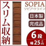 隙間収納チェスト/タンス 幅25cm 6段 本体：ブラウン/茶 木製 スリム家具 すきま収納 【日本製/完成品】