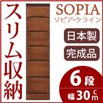 隙間収納チェスト/タンス 幅30cm 6段 本体：ブラウン/茶 木製 スリム家具 すきま収納 【日本製/完成品】