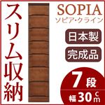 隙間収納チェスト/タンス 幅30cm 7段 本体：ブラウン/茶 木製 スリム家具 すきま収納 【日本製/完成品】