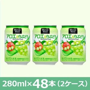 【まとめ買い】 ミニッツメイド 朝の健康果実 280ml×48本 アロエ＆白ぶどう 缶