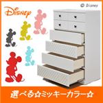 ディズニー家具 6段 ハイチェスト 幅80cm 「シンプルミッキー」 カラー：レッド （取っ手：ミッキーホワイト×全4個）木製 【完成品】【日本製】