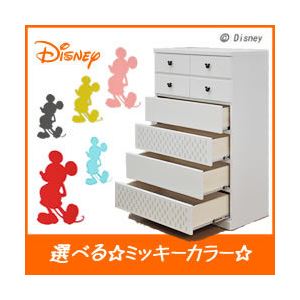 ディズニー家具 6段 ハイチェスト 幅80cm 「シンプルミッキー」 カラー：ブルー （取っ手：ミッキーホワイト×全4個）木製 【完成品】【日本製】