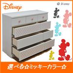 ディズニー家具 4段 ローチェスト 幅120cm 「シンプルミッキー」 カラー：レッド （取っ手：ミッキーホワイト×全3個）木製 【完成品】【日本製】