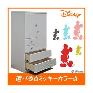 ディズニー家具 ベビーダンス 幅80cm 「シンプルミッキー」 カラー：レッド （取っ手：ミッキーホワイト×全4個）木製 【完成品】【日本製】