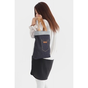 A4ファイルもすっぽり入る!オシャレなデニム風カジュアルトートバッグ♪アビスカラー T-00102561 A4ファイルもすっぽり入る!オシャレなデニム風カジュアルトートバッグ♪アビスカラー T-00102561