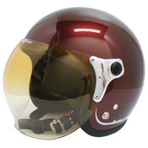 ダムトラックス（DAMMTRAX） ジェットヘルメット BUBBLE-BEE マルーン フリーサイズ（57CM～60CM未満） - 拡大画像
