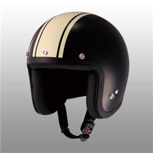 JUQUE（ジュクー） FC022 ストライプジェットヘルメット ブラック／アイボリー M - 拡大画像