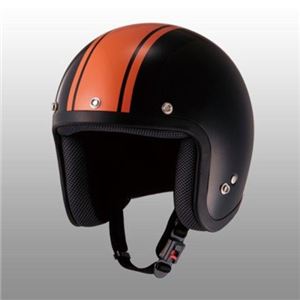 JUQUE（ジュクー） FC022 ストライプジェットヘルメット ブラック／オレンジ M - 拡大画像