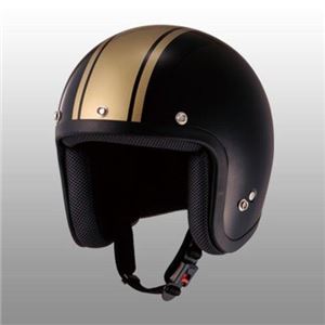 JUQUE（ジュクー） FC022 ストライプジェットヘルメット ブラック／ゴールド M - 拡大画像