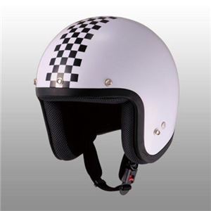 JUQUE（ジュクー） FC023 チェッカージェットヘルメット ホワイト／ブラック M - 拡大画像